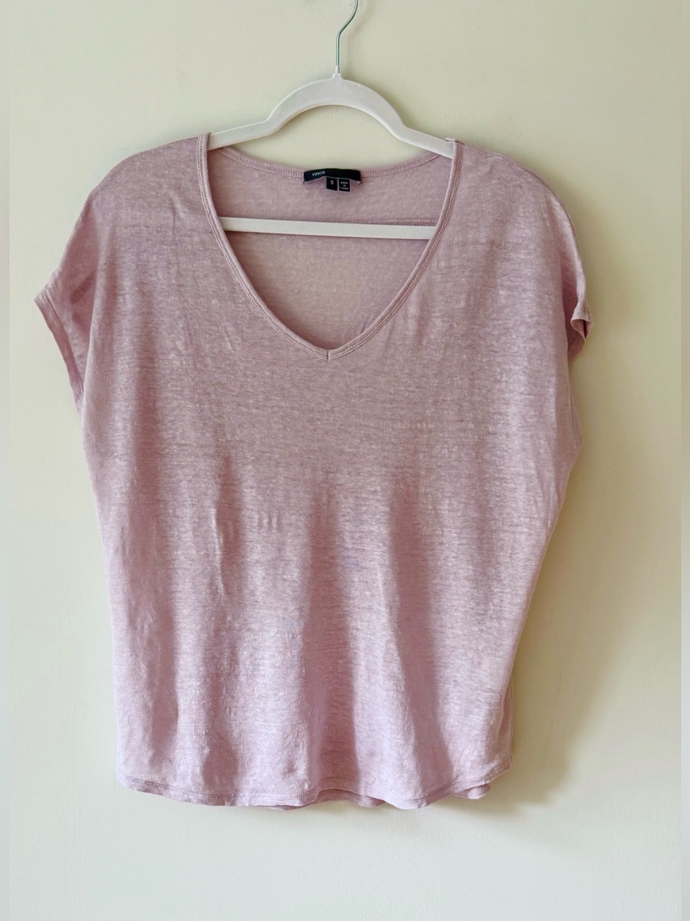 Vince Dusty Blush Pink V-Neck Relaxed Lightweight Top Size S
